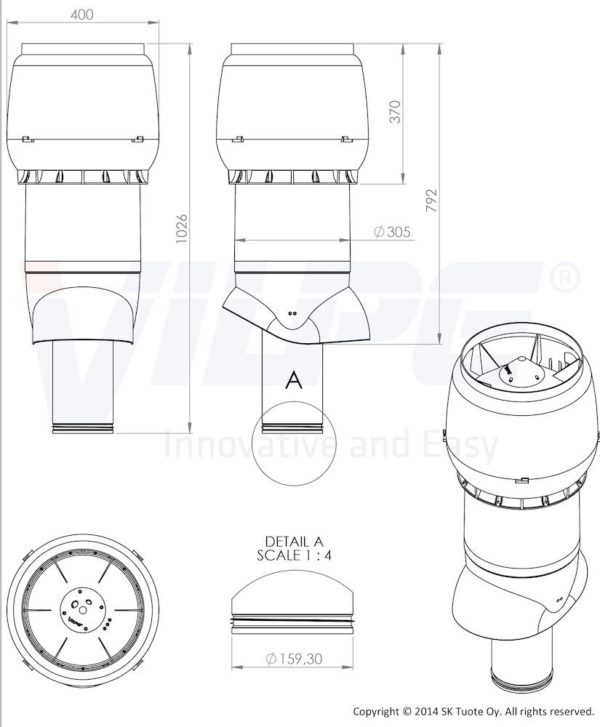 Вентиляционный выход XL-160/700 серый