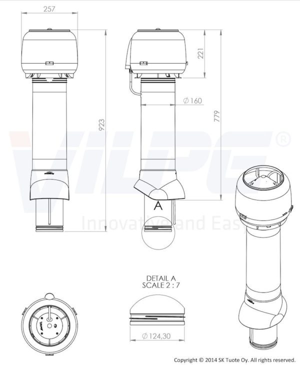 Вентилятор воздуховода E120 Р 0-100м3/ч кирпичный