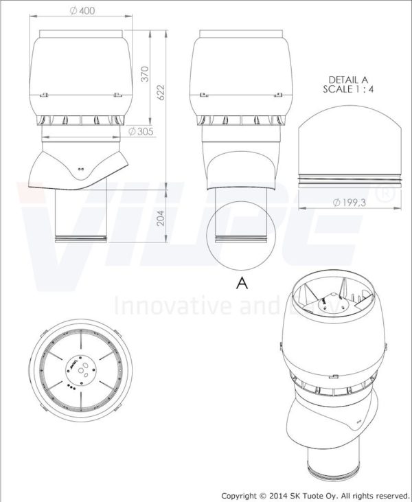 Вентиляционный выход XL-200/500 серый
