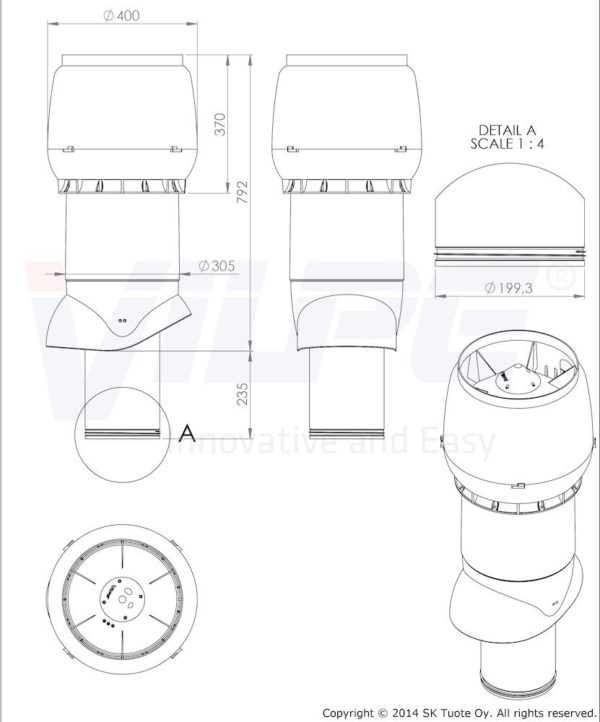 Вентиляционный выход XL-200/700 красный