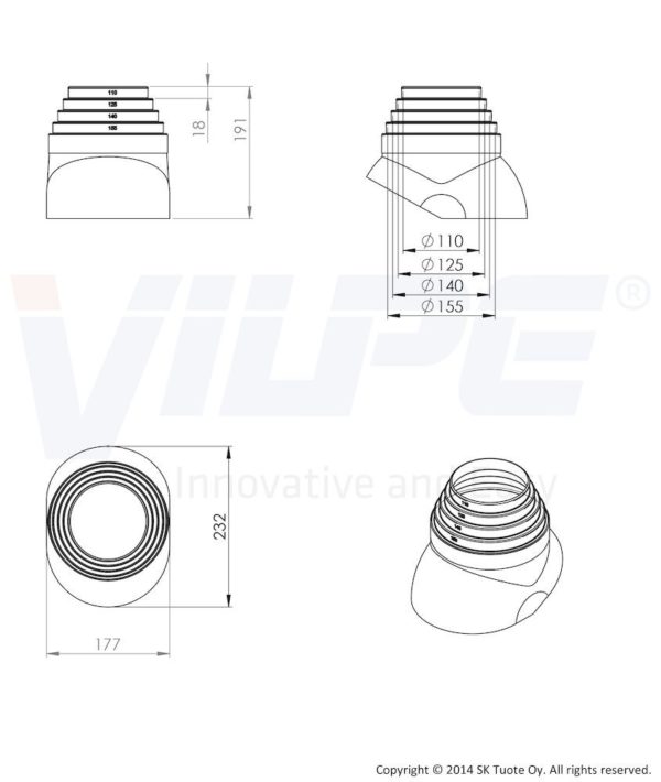 Антенный ворот EPDM-резина Ø110 - 155 серый